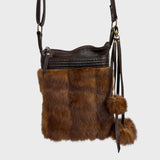 Sacoche en cuir et fourrure recyclé