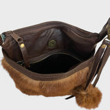 Sacoche en cuir et fourrure recyclé