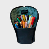 Pochette/coffre à crayons (fleurs mauves)