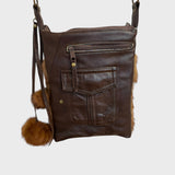 Sacoche en cuir et fourrure recyclé