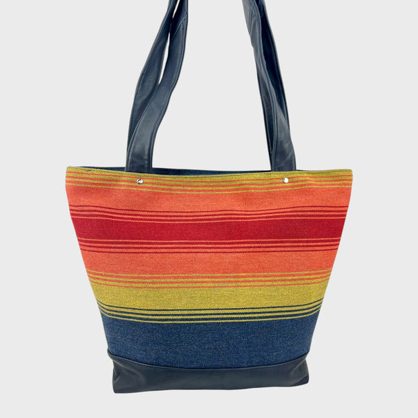 Sacoche en tissus et cuir recyclé